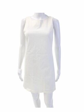 Alice + Olivia Womens Round Neck Sleeveless A-Line Mini Dress White Size 6